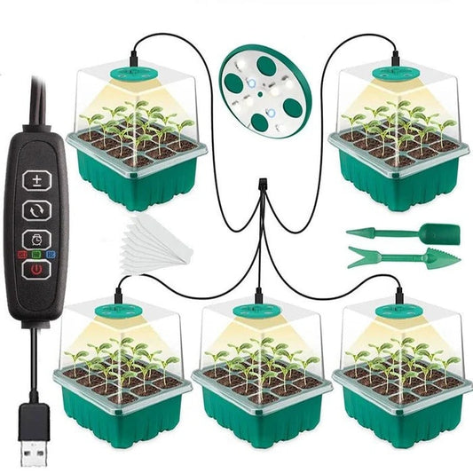 Household New Nursery Pot With Lamp - Plant Seed Starter Tray with Grow Light