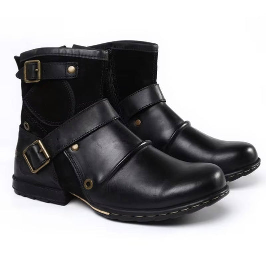 Men's Vintage Style Buckled Ankle Boots