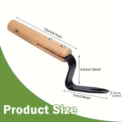 Stainless Steel Weed Puller Tool with Wooden Handle