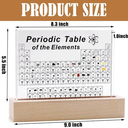 Acrylic Periodic Table with Wooden Light Base