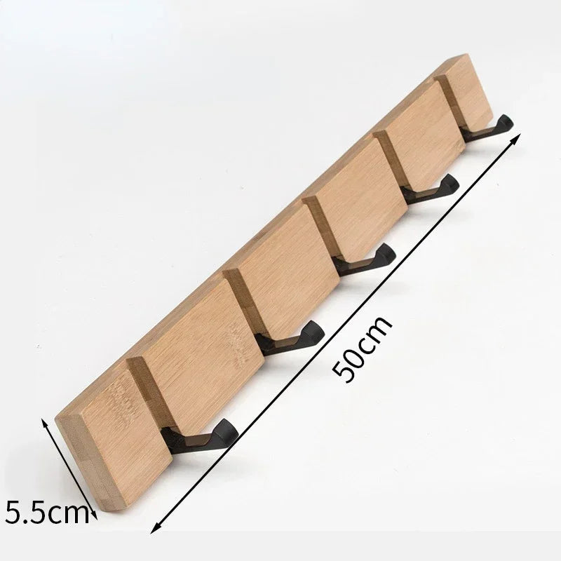 Wooden Wall-Mounted Coat Rack with Hidden Coat Hook