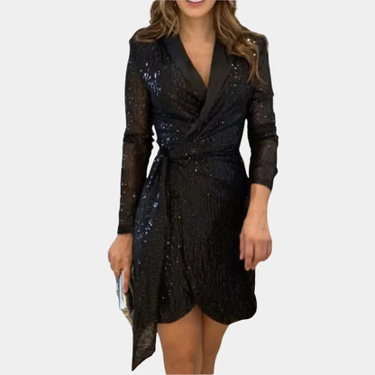 Elegant Ladies Blazer Dress With Belt