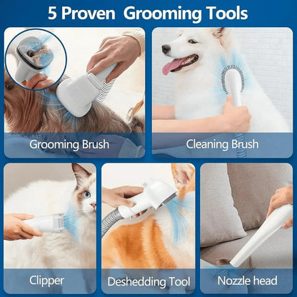 Low-Noise Dog Grooming Vacuum with Full Pet Hair Clippers & Brush Kit | Large 77.7oz Capacity