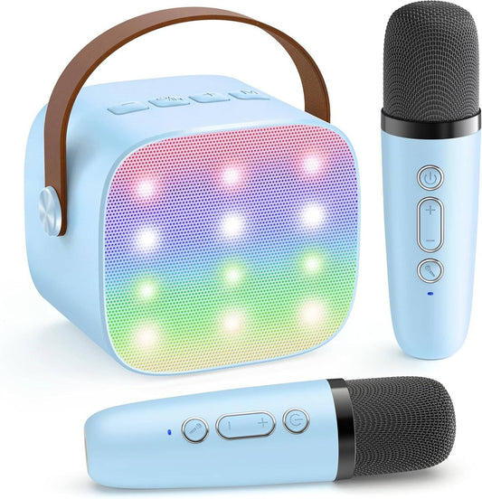 Mini Karaoke Machine with 2 Wireless Microphones