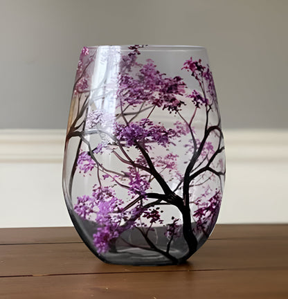 Four Seasons Tree Wine Glasses – Hand Painted Art